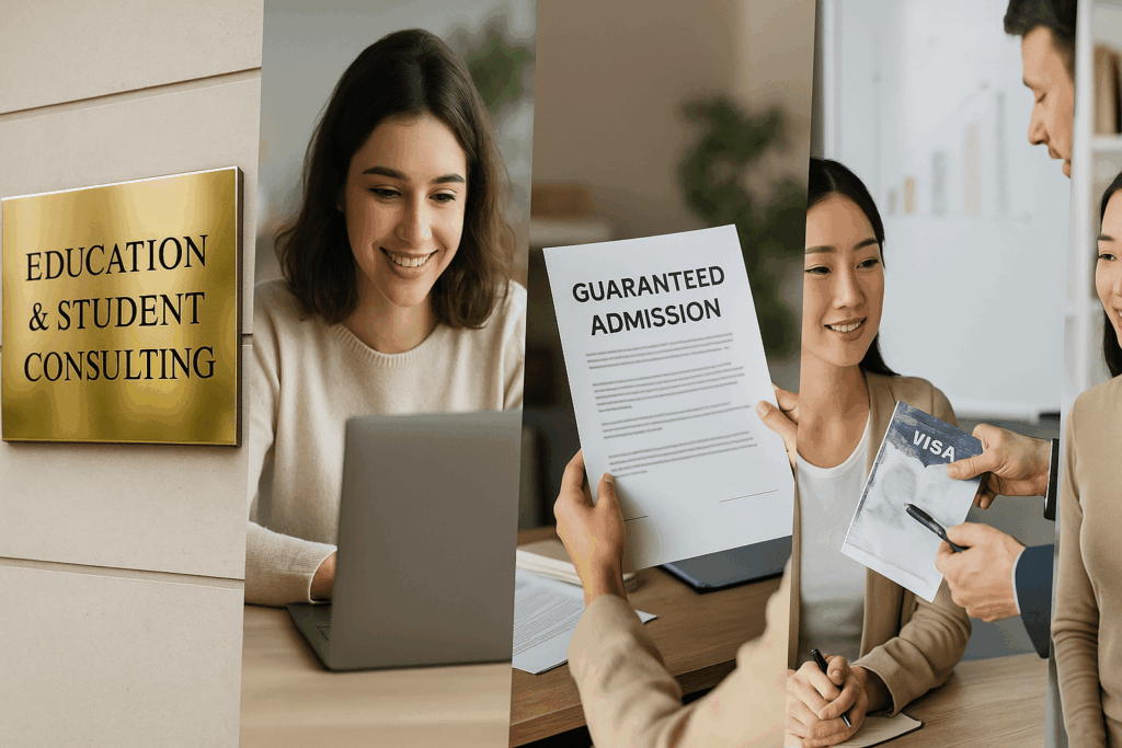 Group of international students on campus walking between buildings