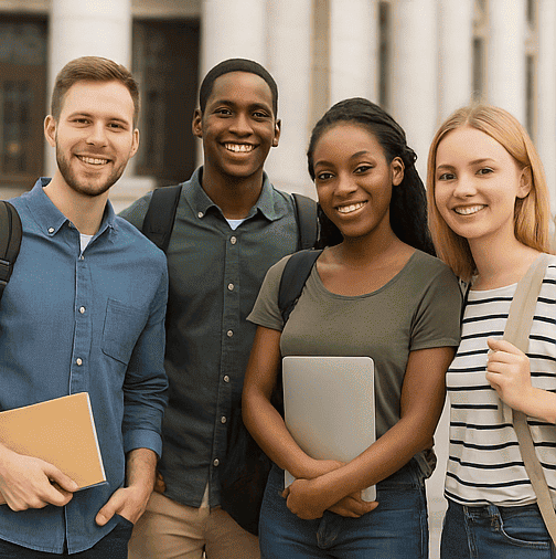 Team of students exploring overseas education possibilities